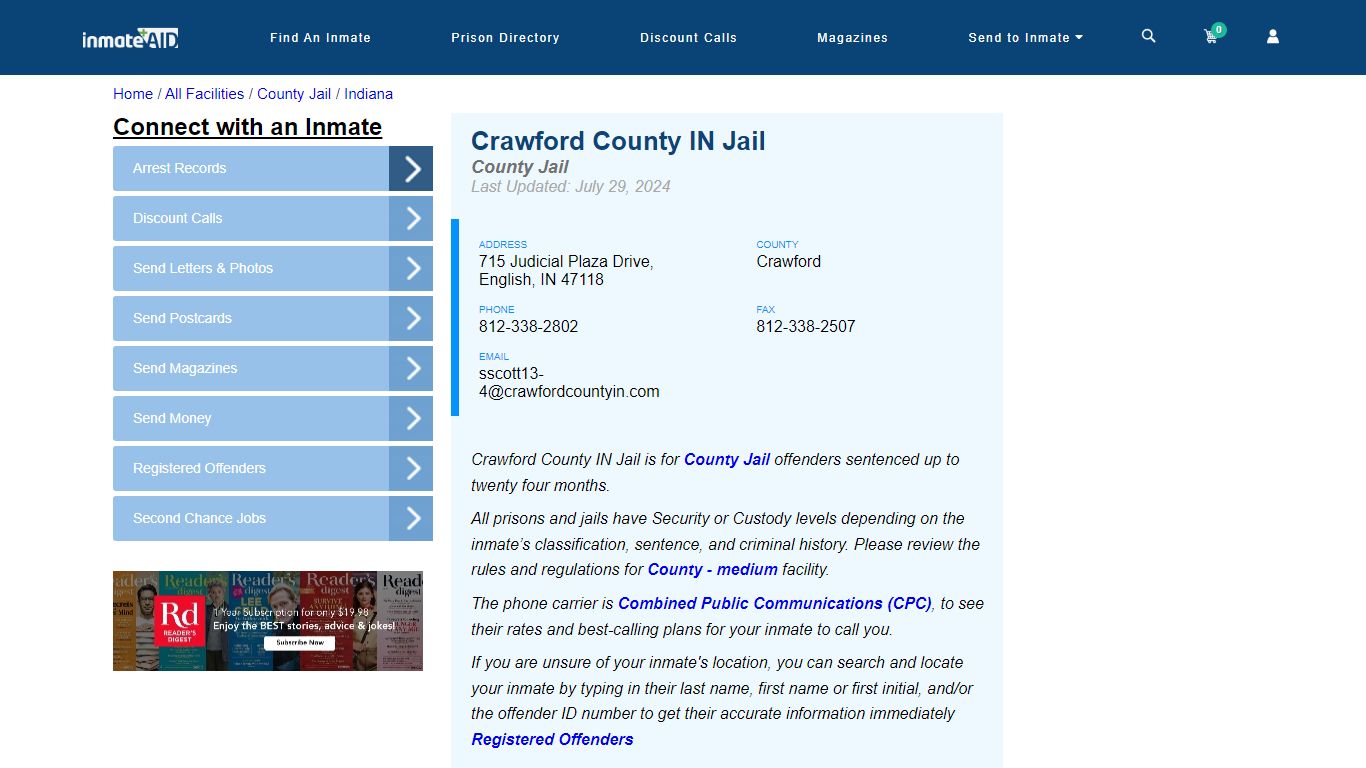 Crawford County IN Jail - Inmate Locator