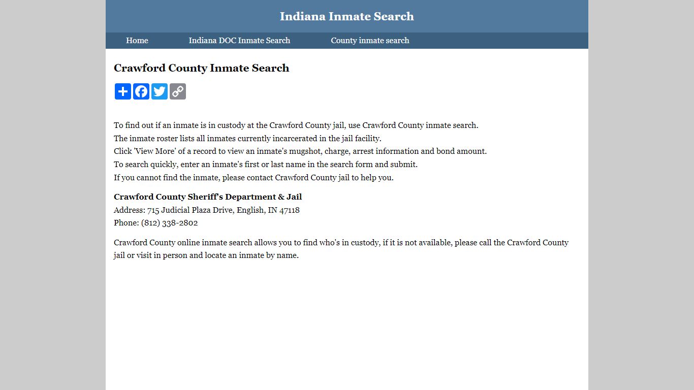 Crawford County Inmate Search